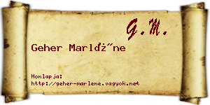 Geher Marléne névjegykártya